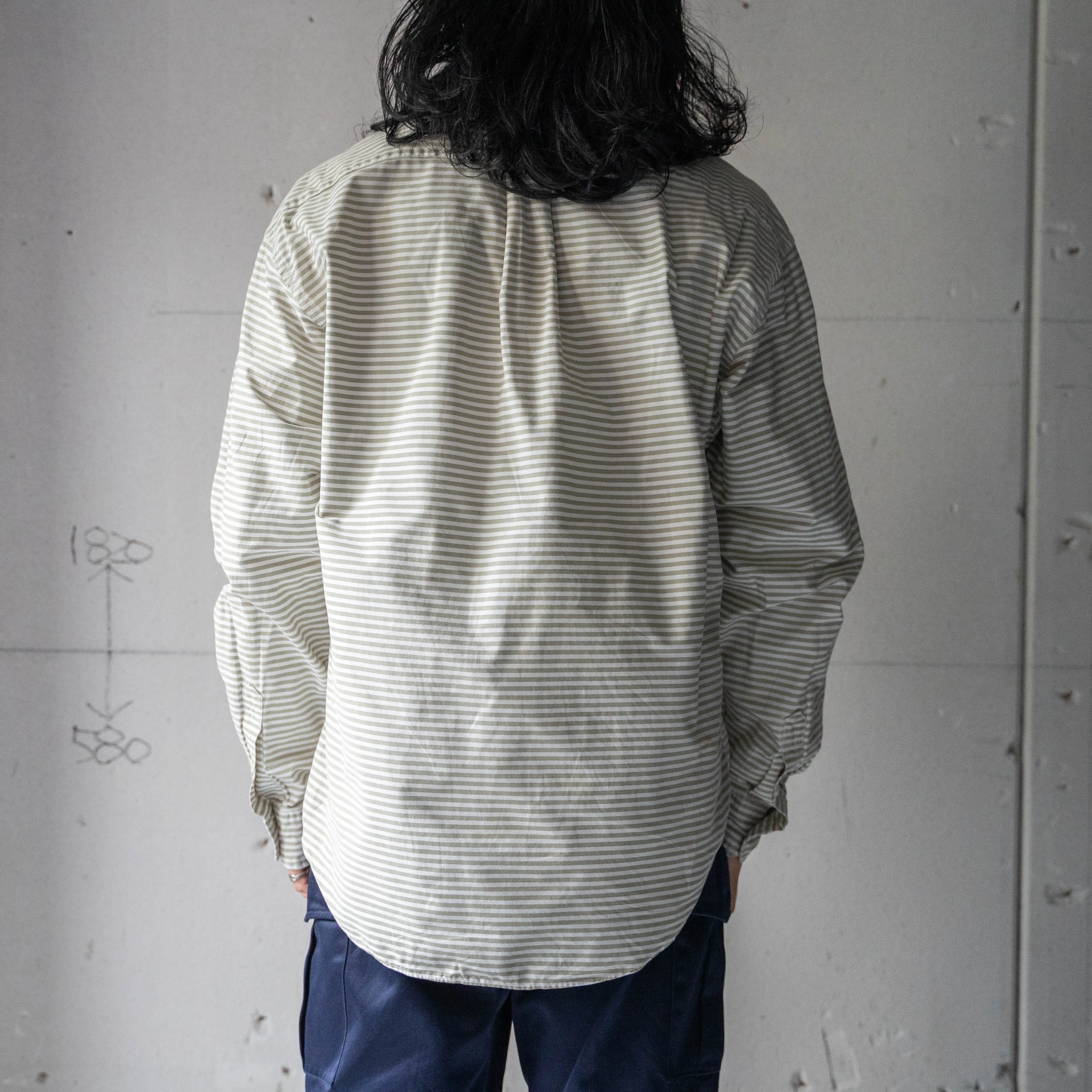 1990s 'TOMMY HILFIGER' collar less border shirt