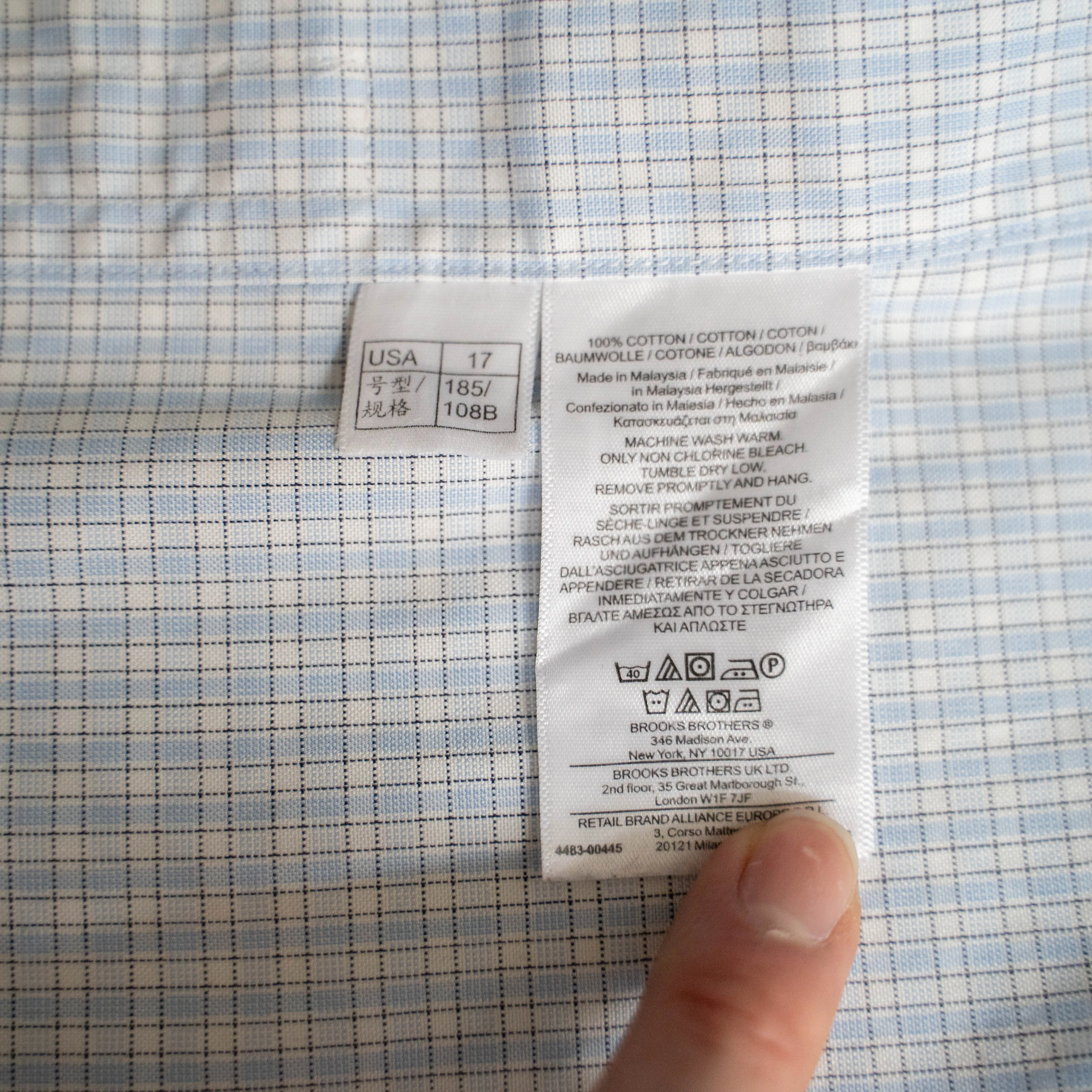 2000s light blue checked shirt 'Brooks Brothers' -double cufflinks-
