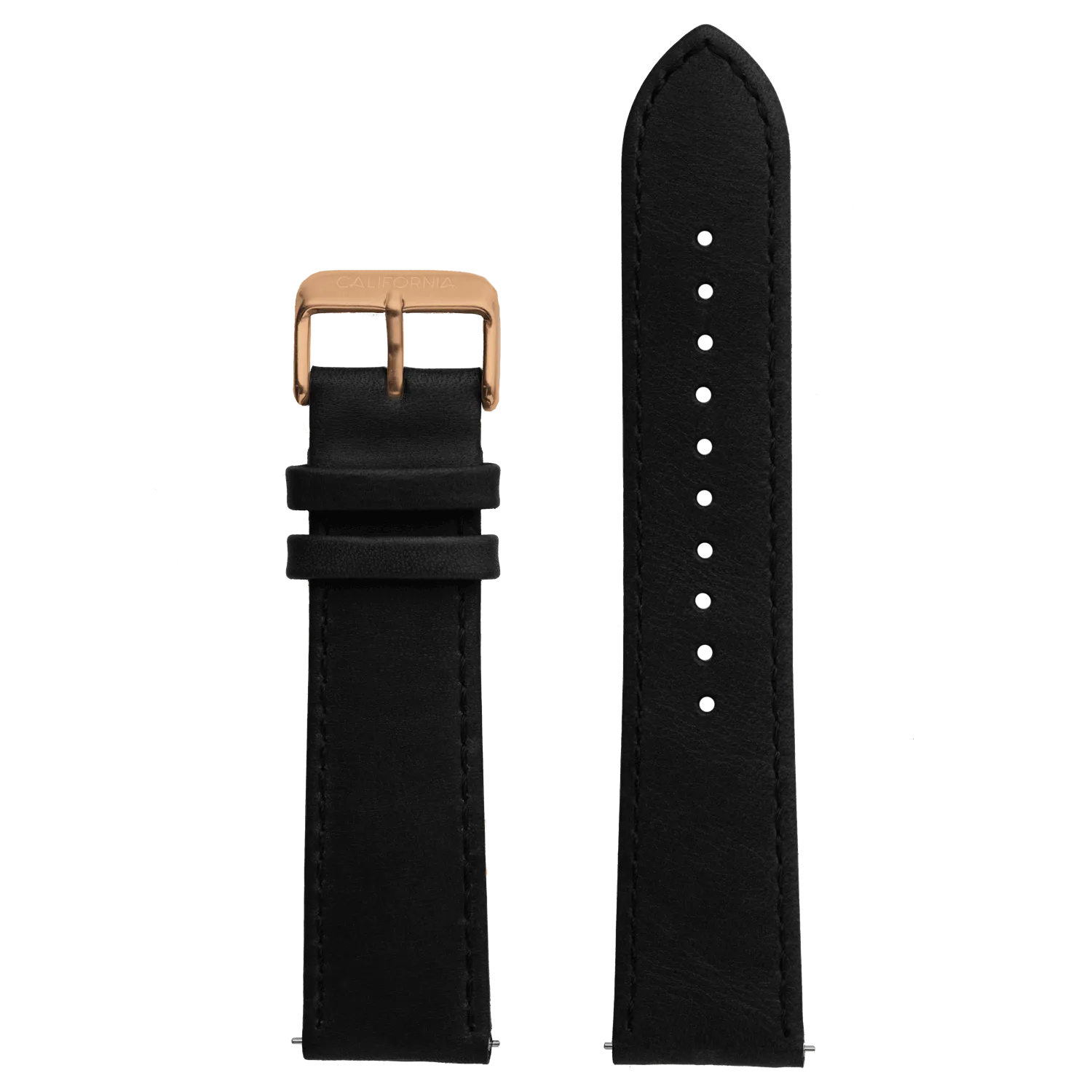 22mm Leather Black Rose Gold