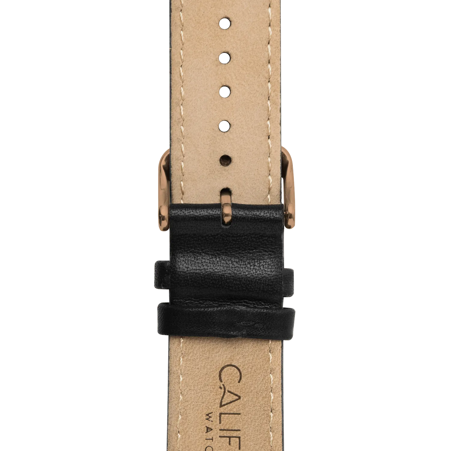 22mm Leather Black Rose Gold