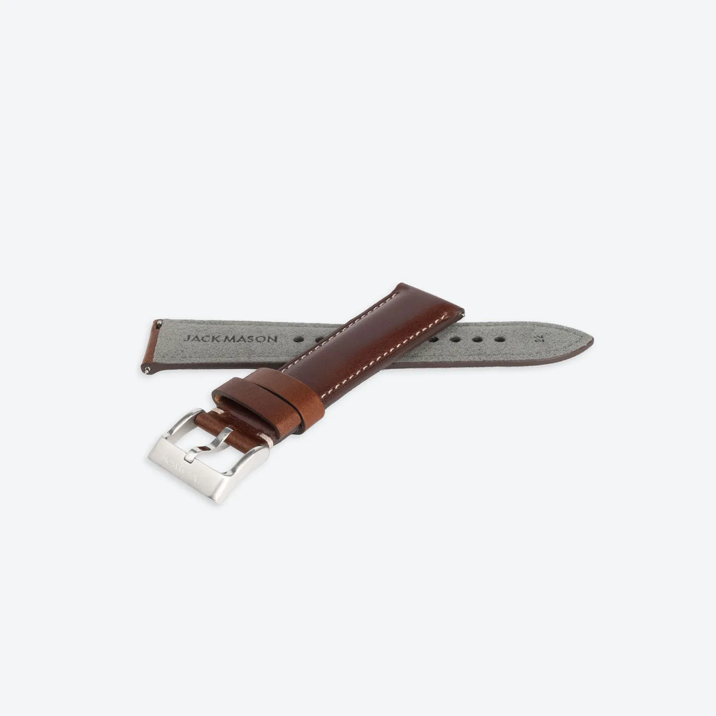 22mm Stitched Brown Leather Strap