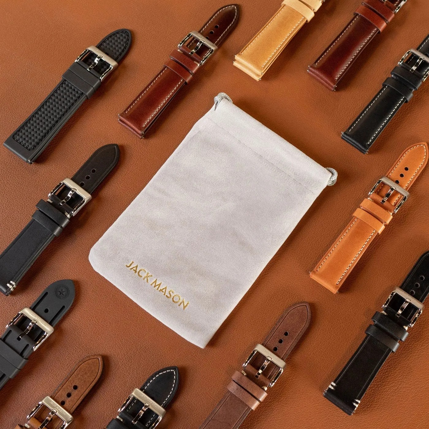 22mm Stitched Brown Leather Strap