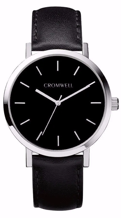38mm "San Mateo" - Silver Case with Black Face