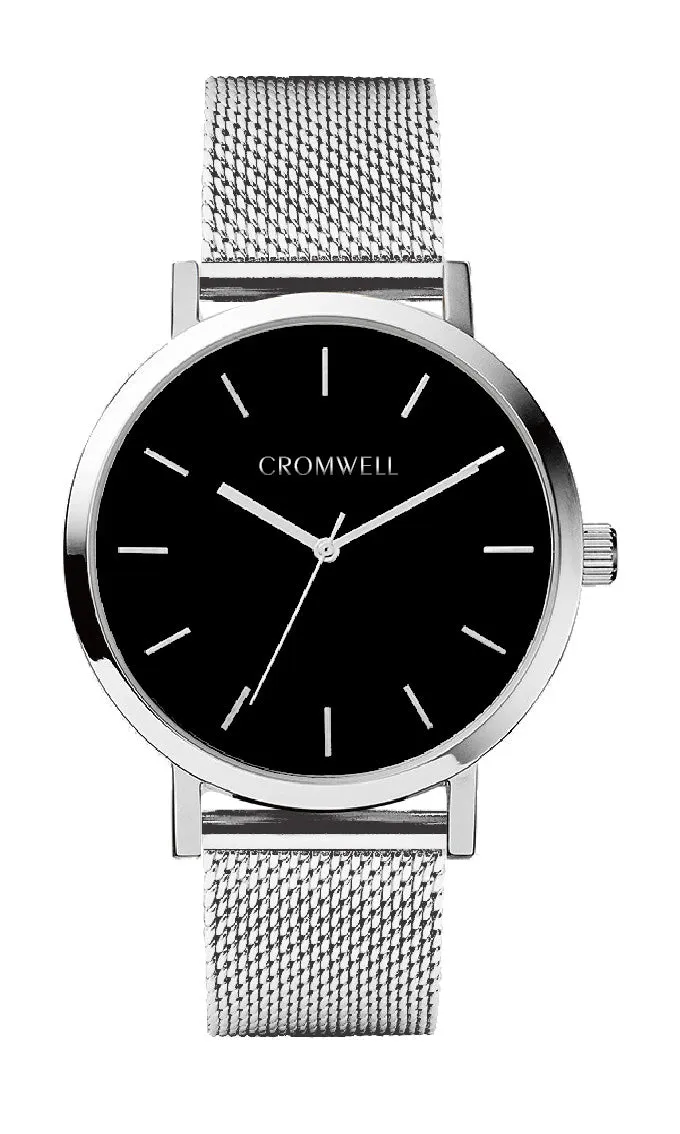 38mm "San Mateo" - Silver Case with Black Face