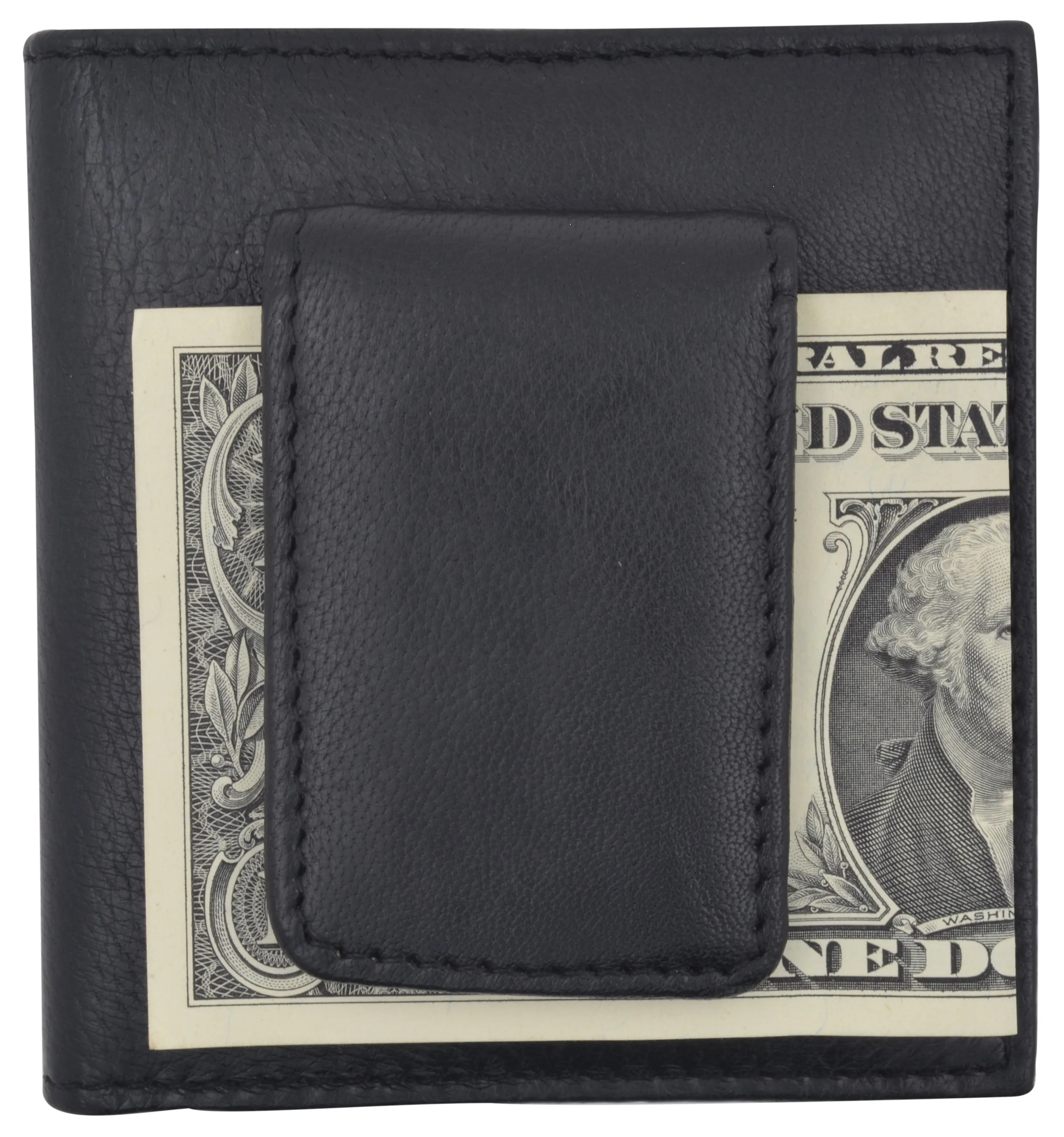 80wBK/Mens Genuine Leather Credit Card ID Holder Bifold Money Clip Wallet