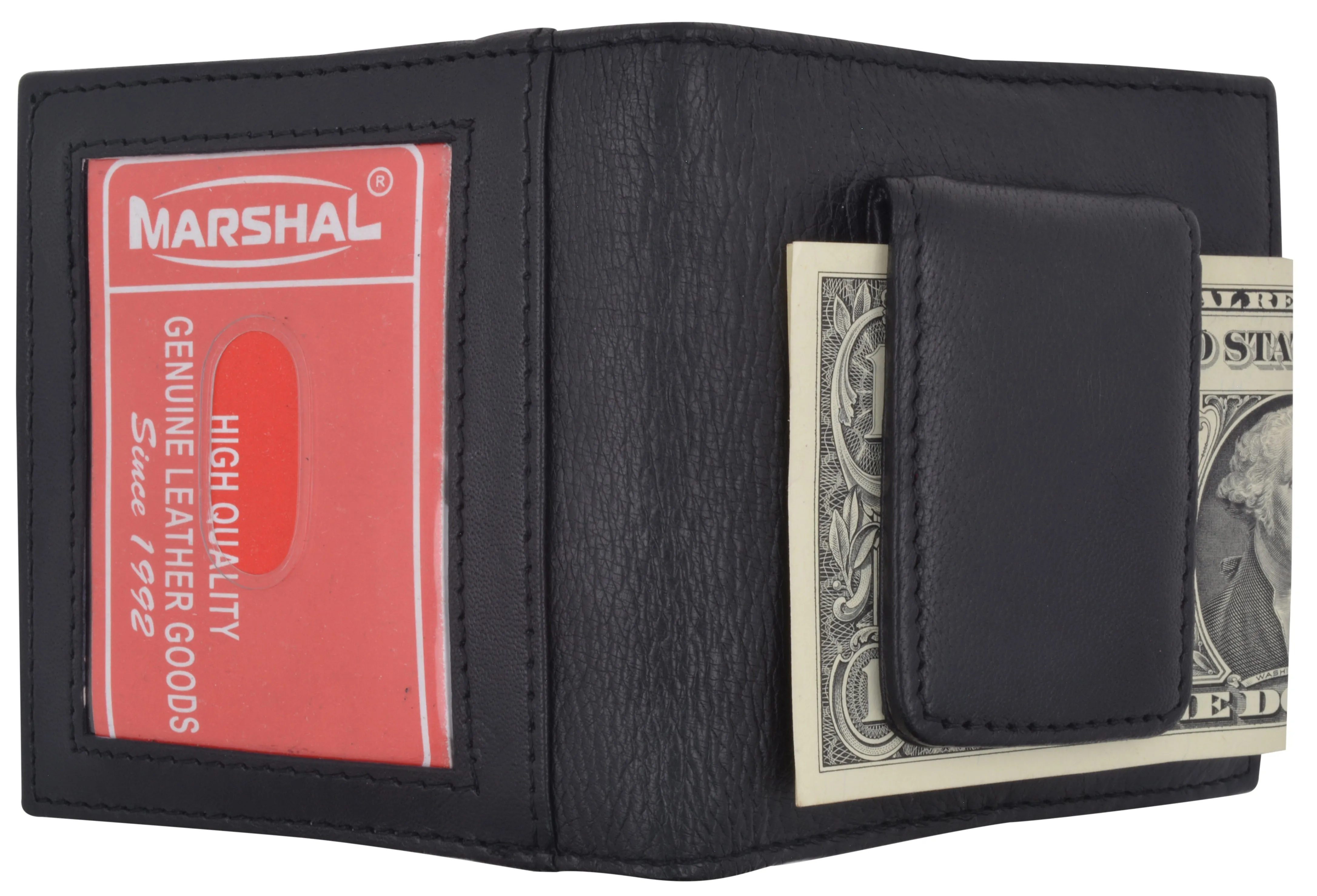 80wBK/Mens Genuine Leather Credit Card ID Holder Bifold Money Clip Wallet