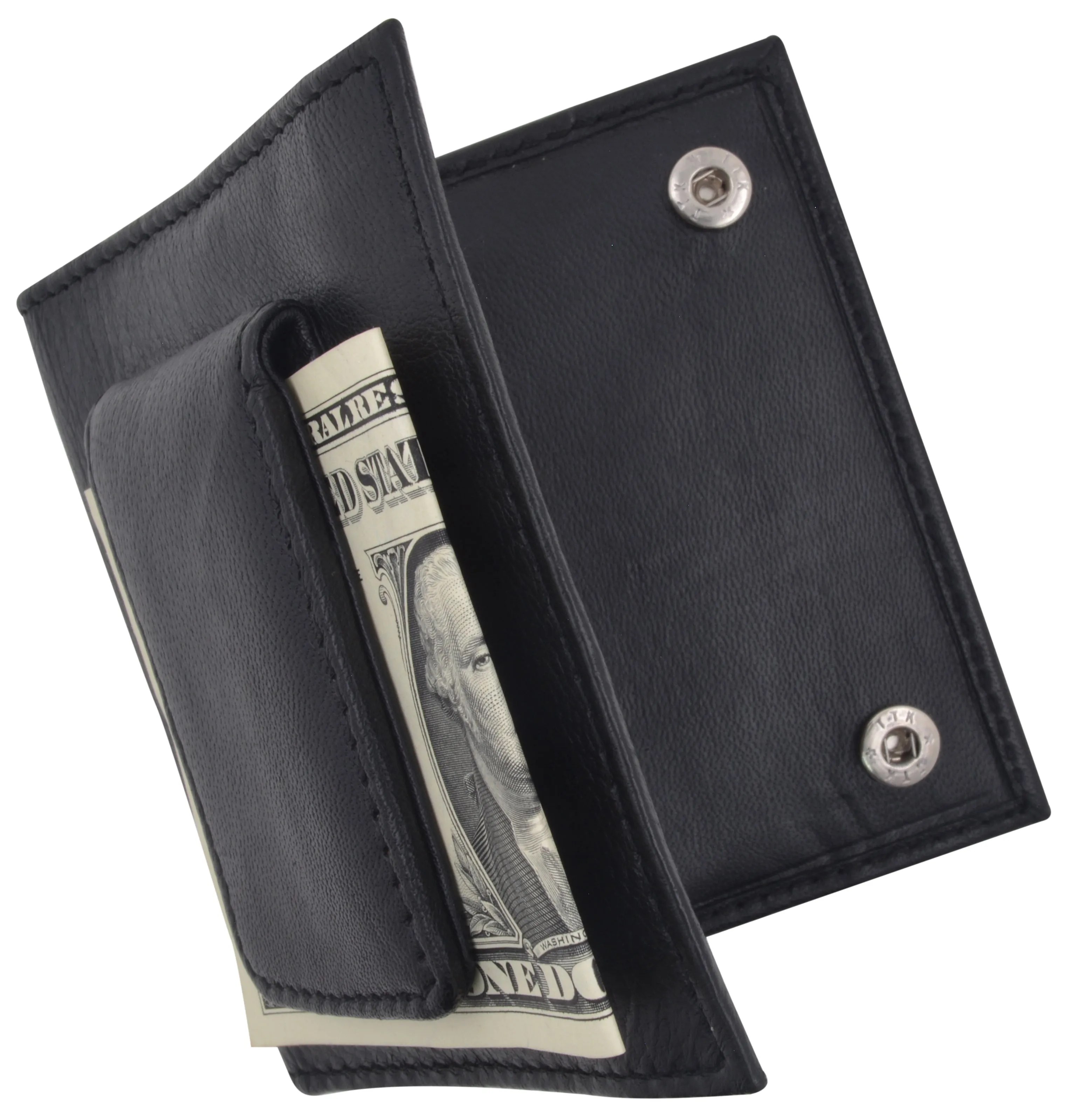 80wBK/Mens Genuine Leather Credit Card ID Holder Bifold Money Clip Wallet