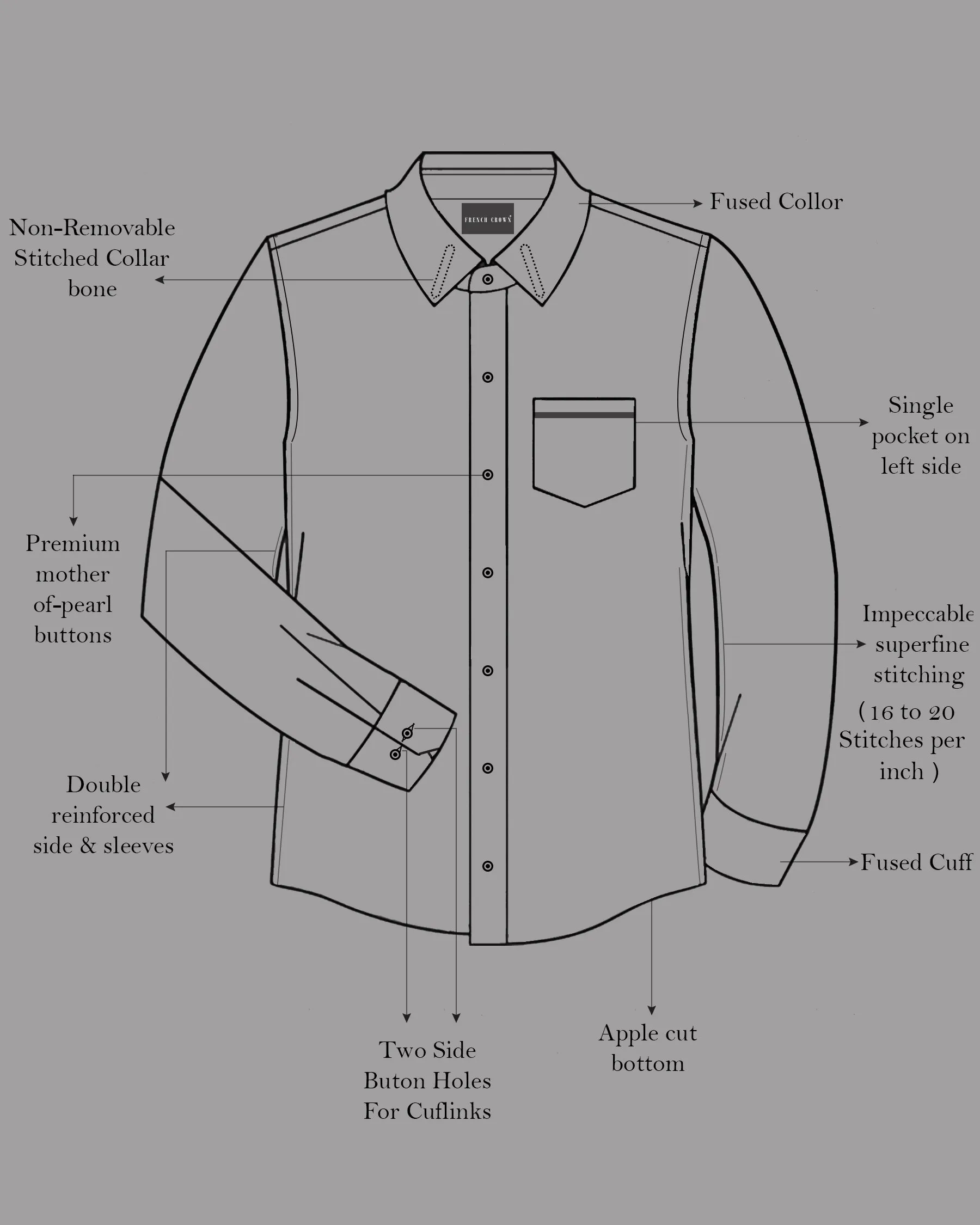 Amour Lavender with Leather Brown Checkered Floral Embroidered Premium Cotton Designer Shirt