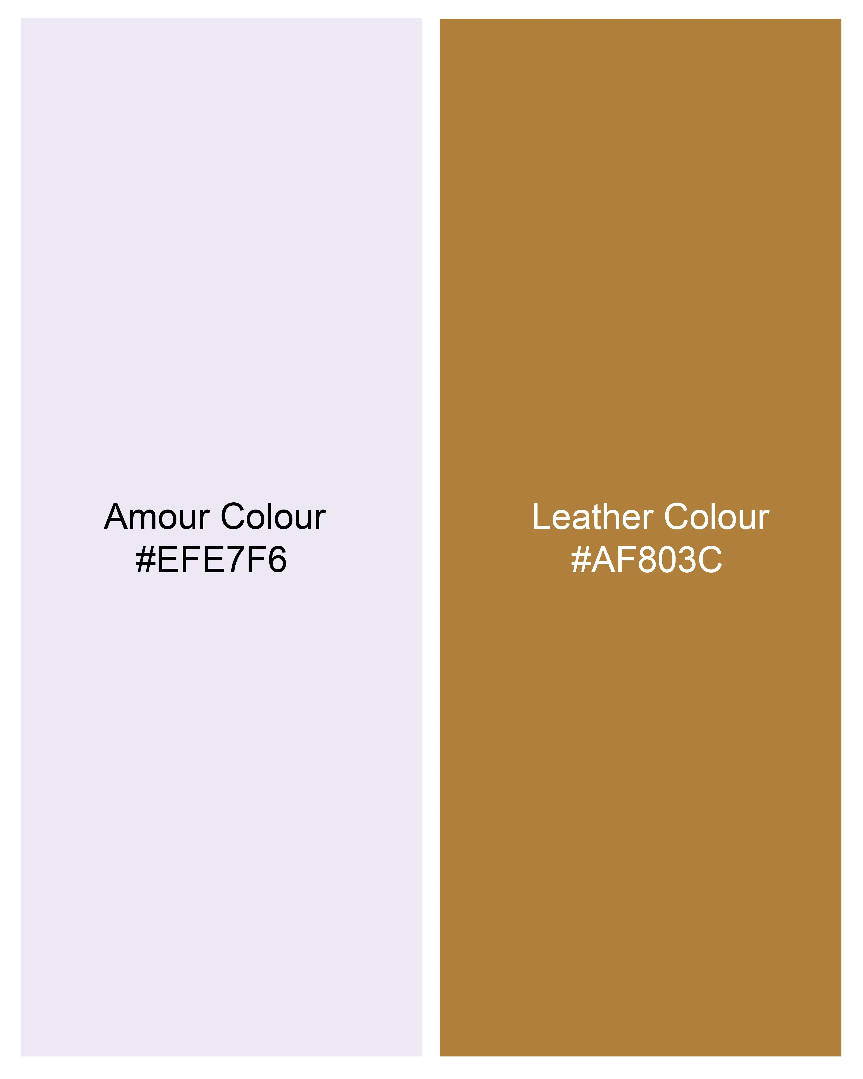 Amour Lavender with Leather Brown Checkered Floral Embroidered Premium Cotton Designer Shirt