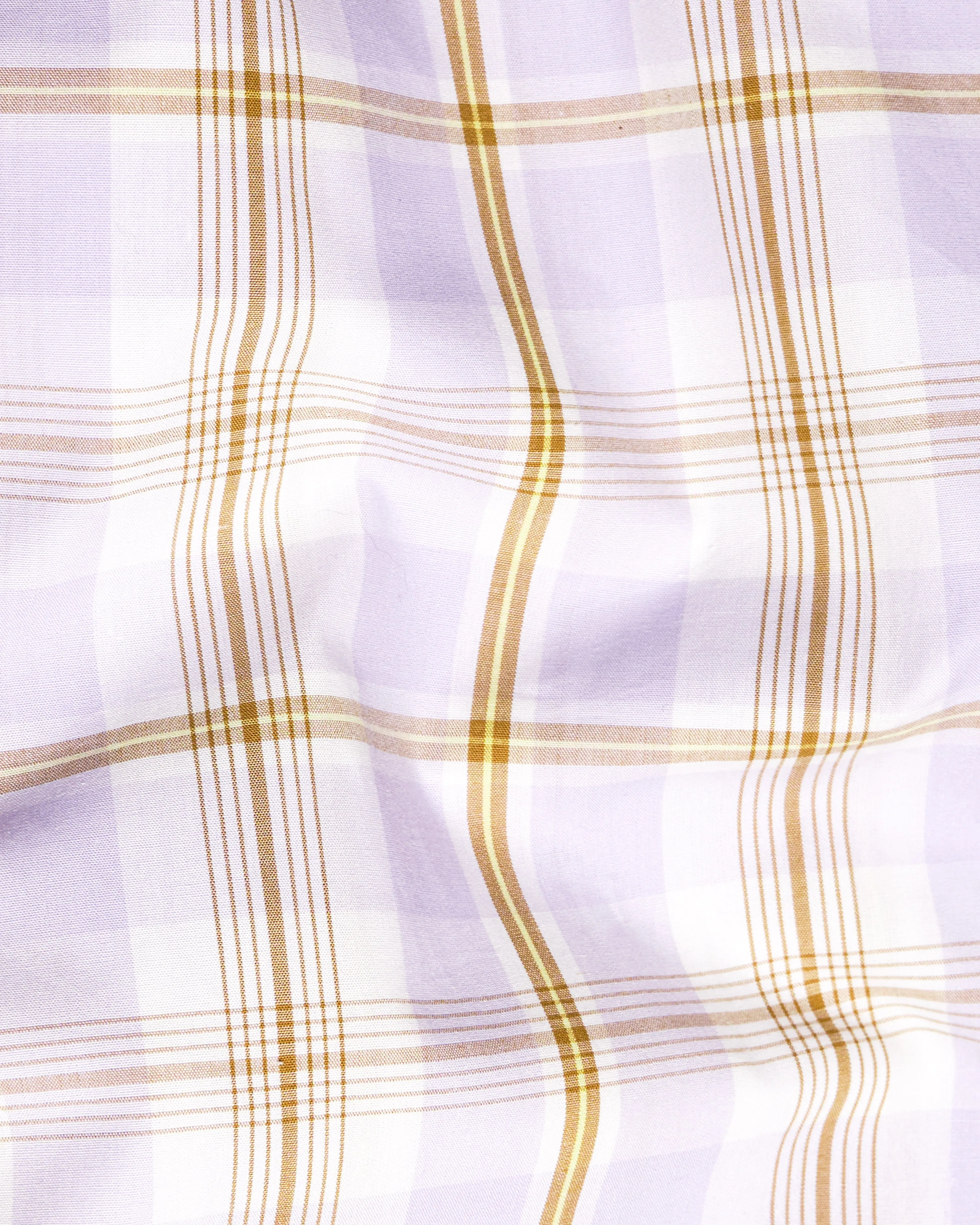 Amour Lavender with Leather Brown Checkered Floral Embroidered Premium Cotton Designer Shirt