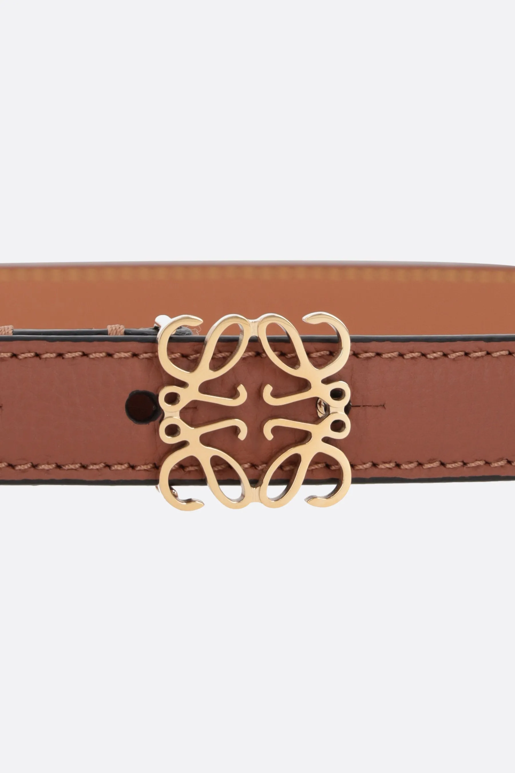 Anagram pebble grain leather thin belt