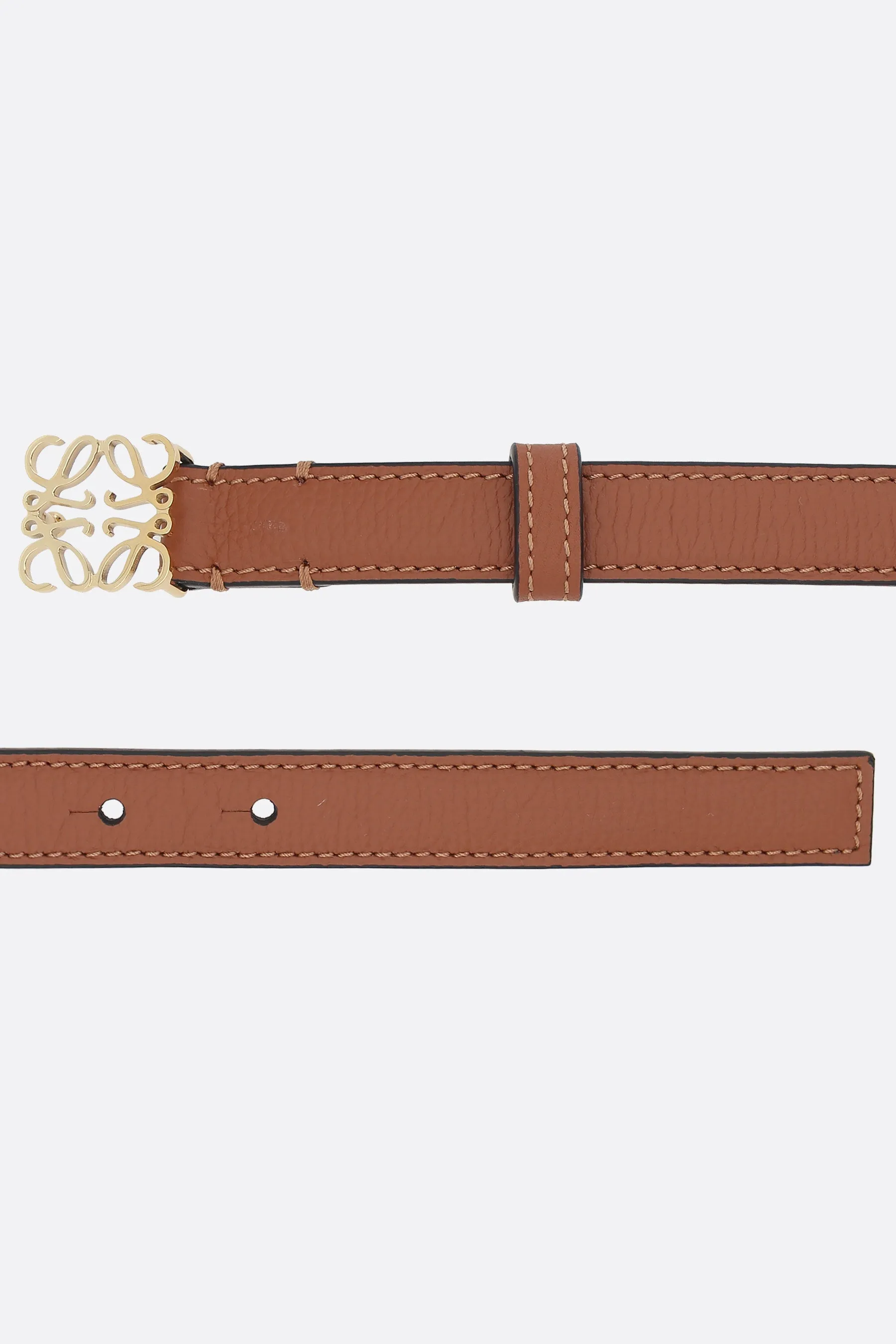 Anagram pebble grain leather thin belt