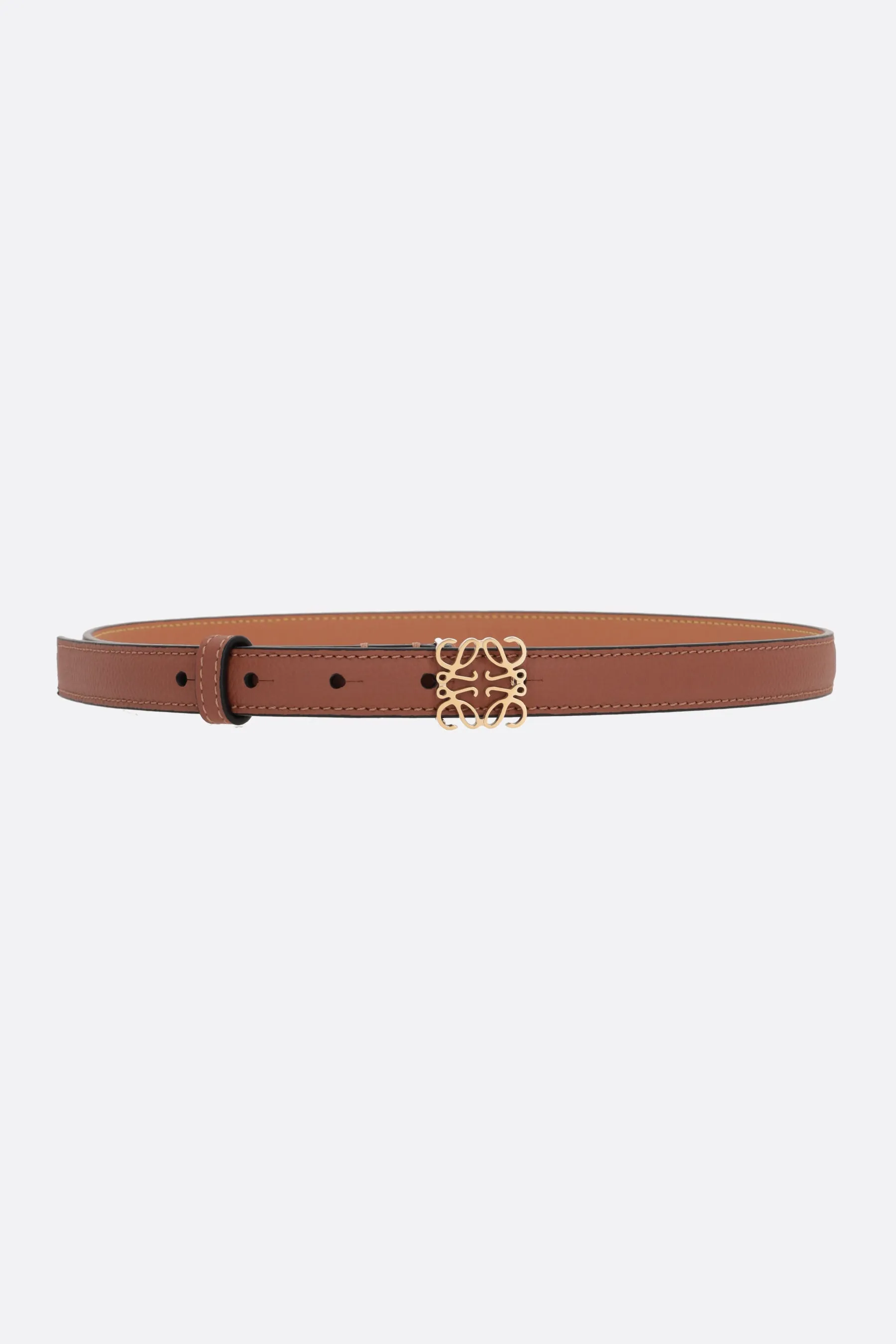 Anagram pebble grain leather thin belt