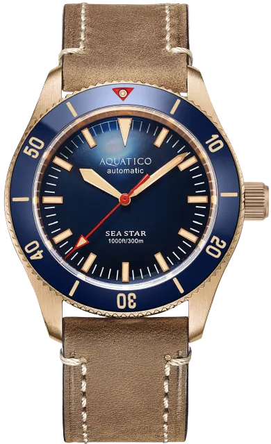 Aquatico Bronze Sea Star Blue Ceramic Bezel No Date