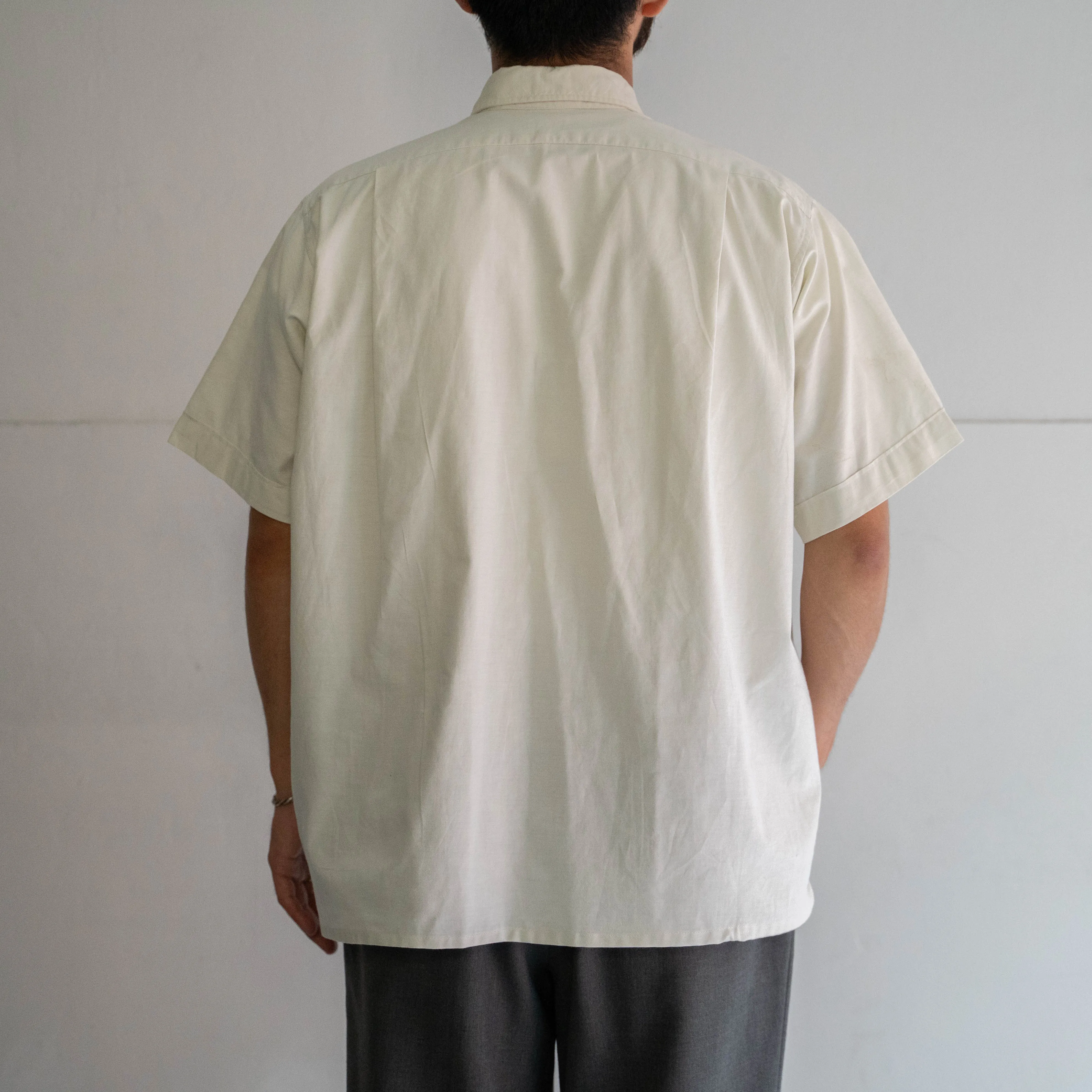 around 1970s French white color pullover short sleeve shirt 'remake'