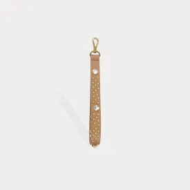 Ava Pebble Leather Wristlet - Tan/Gold