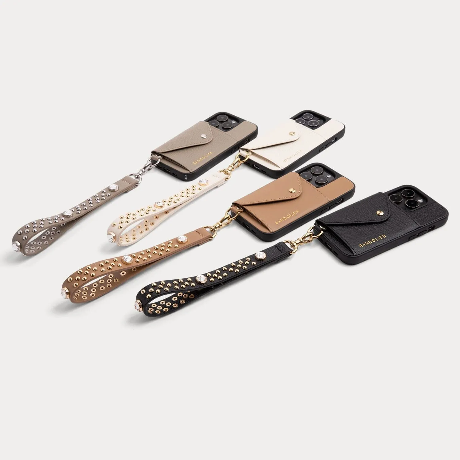 Ava Pebble Leather Wristlet - Tan/Gold