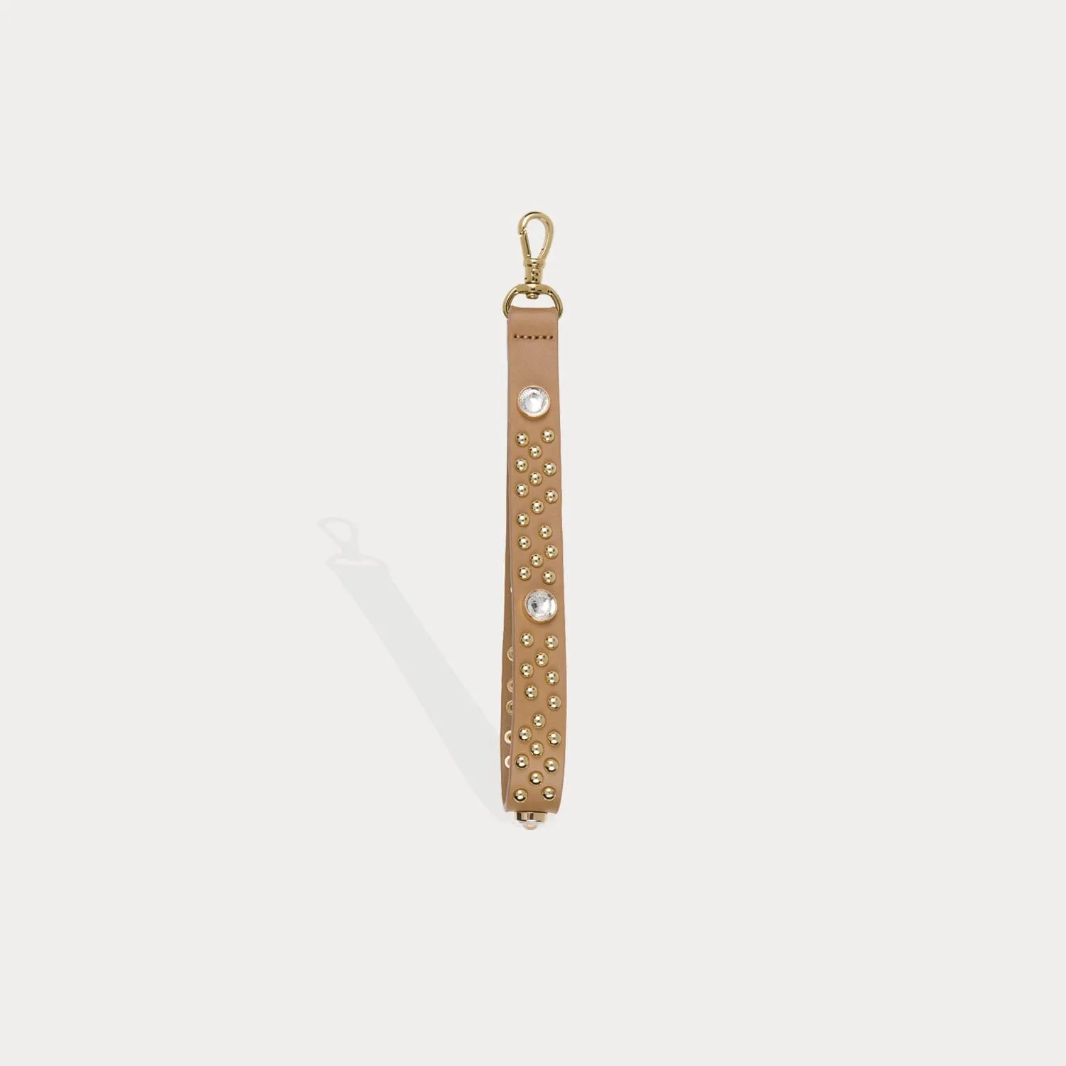 Ava Pebble Leather Wristlet - Tan/Gold