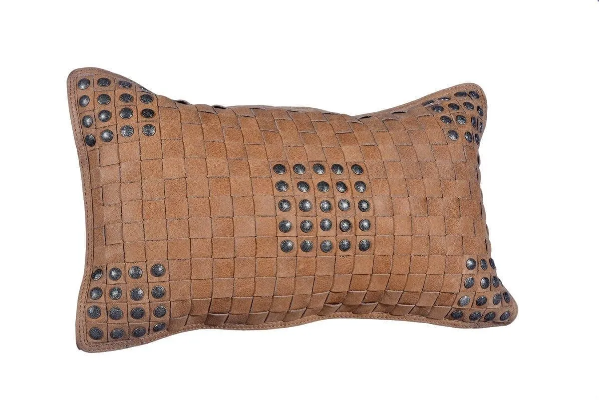 Basket Weave Genuine Leather Pillow