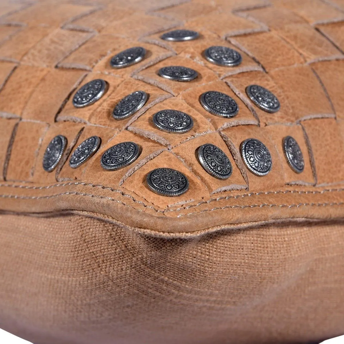Basket Weave Genuine Leather Pillow