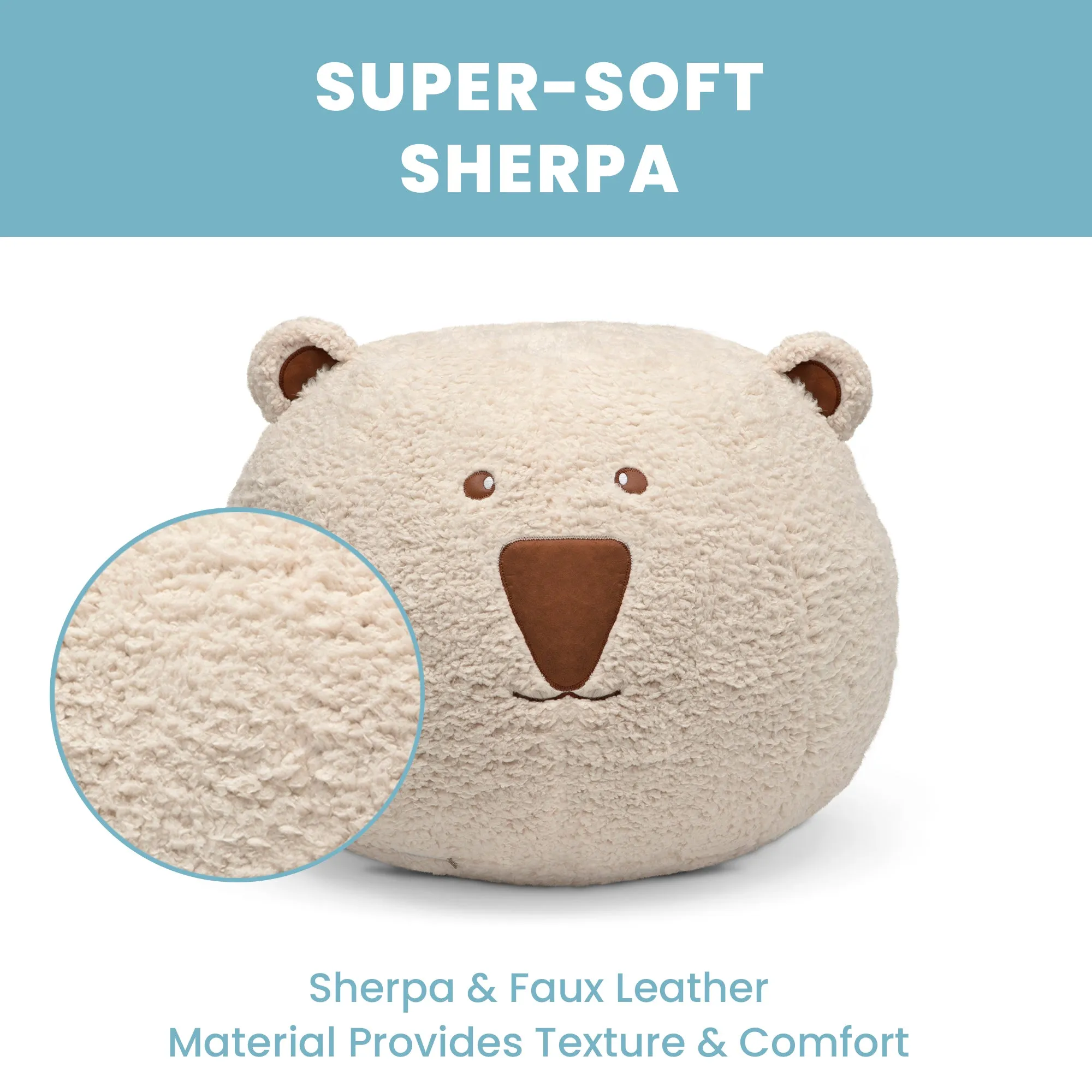 Bear Plush Foam Pouf Ottoman