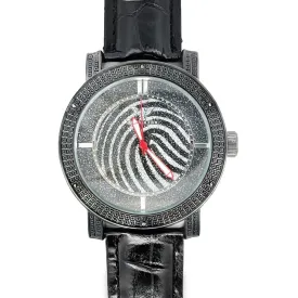 Black Wavy Dial Hip Hop Real Diamond Watch