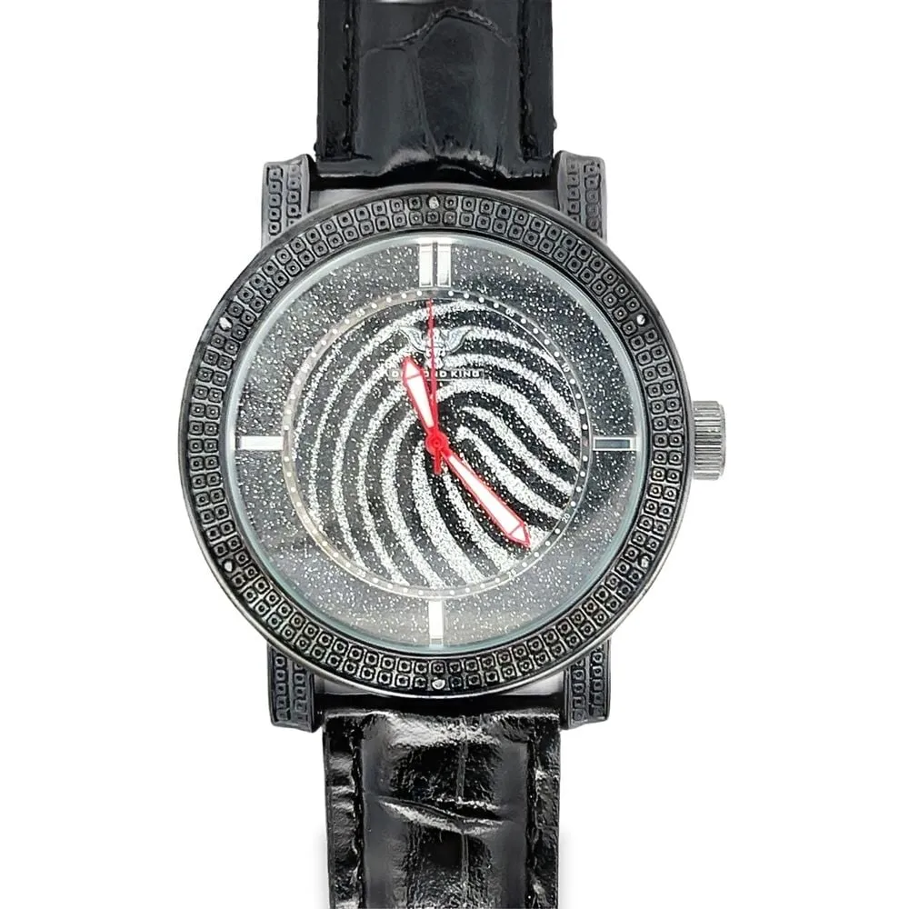 Black Wavy Dial Hip Hop Real Diamond Watch