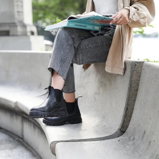 Certainly! An optimized e-commerce title with appropriate modifiers can help attract potential buyers and improve searchability. Heres a suggestion:

Blundstone 2240 Black Lug Boot - Durable, Stylish, All-Weather Ankle Boot for Men and Women

This title includes modifiers that highlight the products key attributes and appeal to a broader audience.