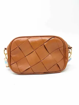 Brown/Cream Lattice Faux Leather Purses Purse
