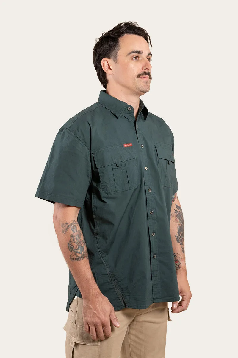 Bulgarra Mens Ripstop Full Button Work Shirt - Forest Green