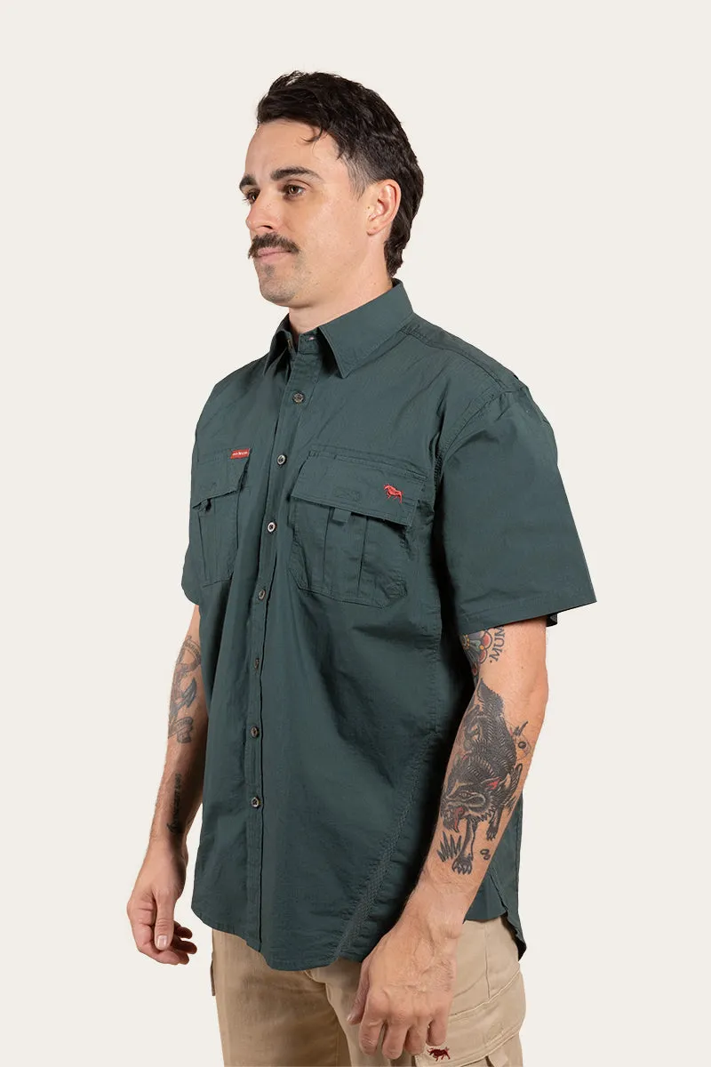 Bulgarra Mens Ripstop Full Button Work Shirt - Forest Green