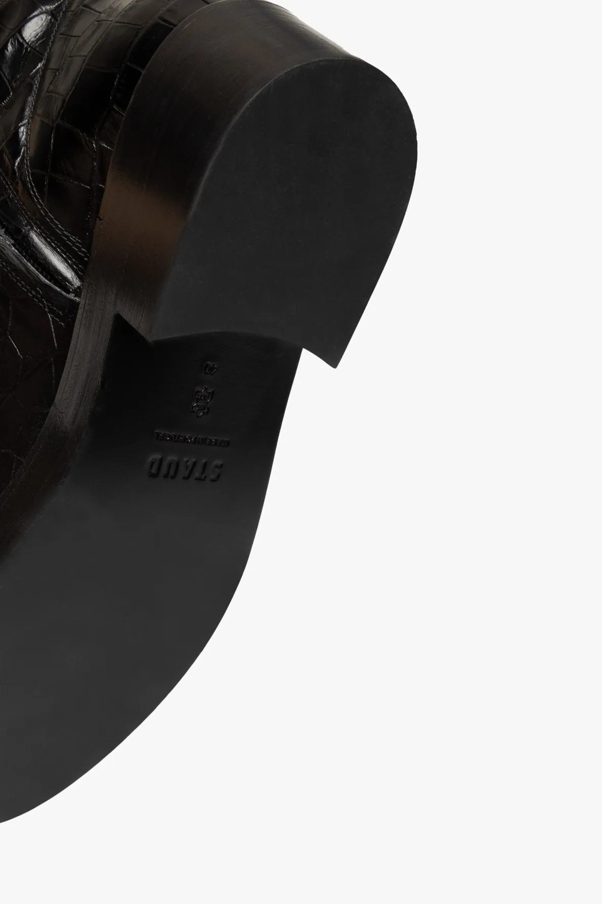 CLAUD BUCKLE RIDING BOOT | BLACK CROC EMBOSSED