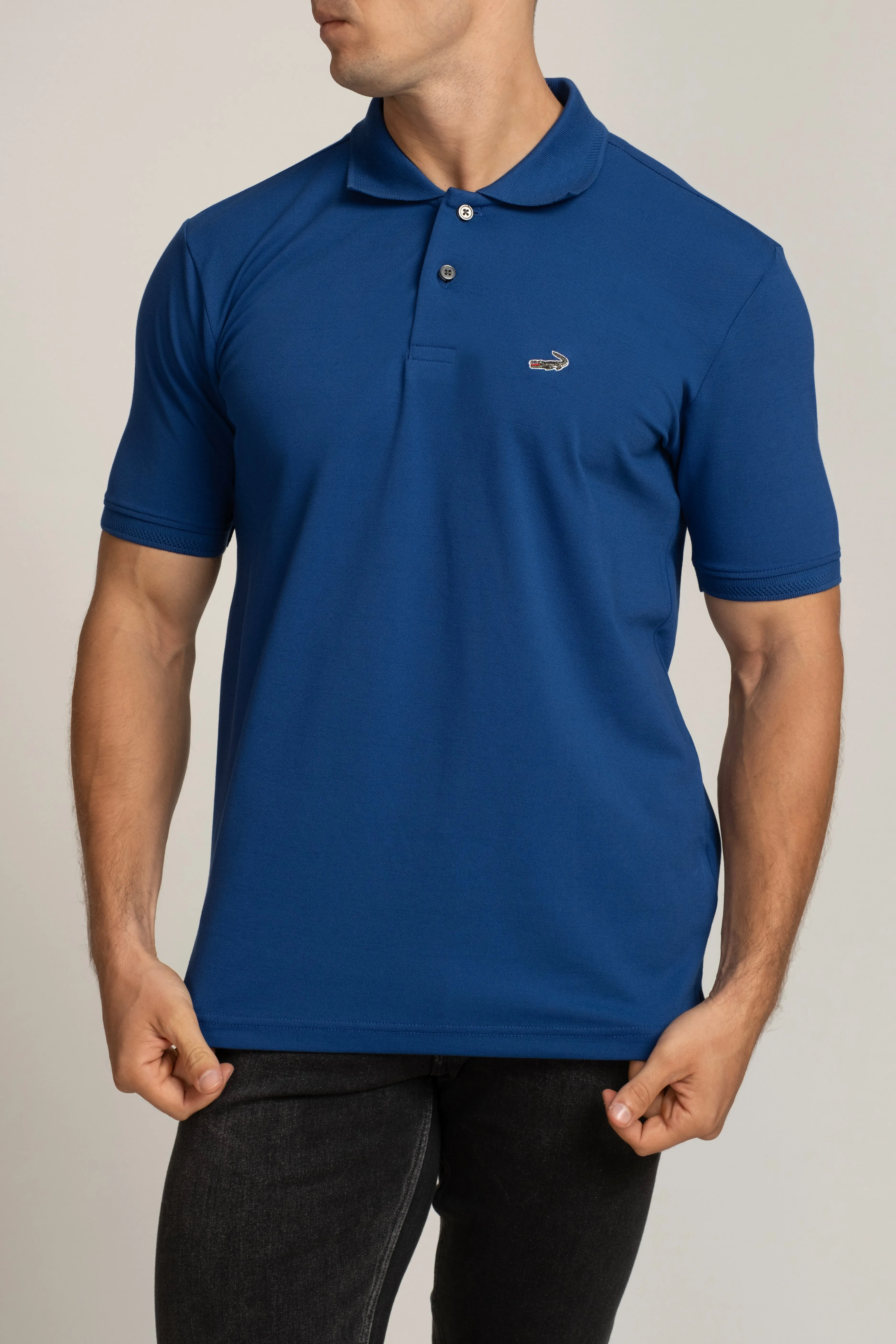 Crocodile Mens Supima Polo T Shirt Regular Fit Navy