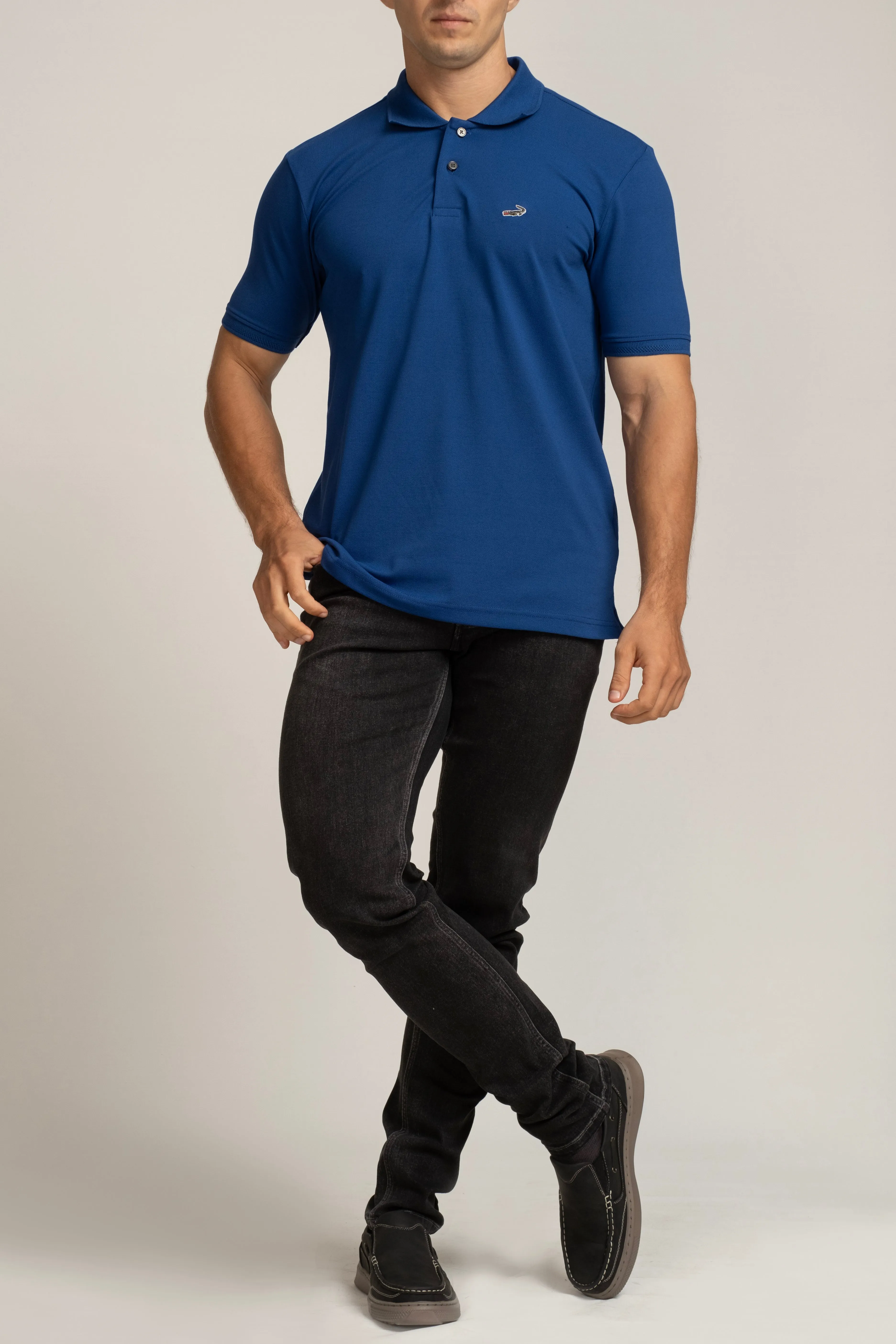 Crocodile Mens Supima Polo T Shirt Regular Fit Navy