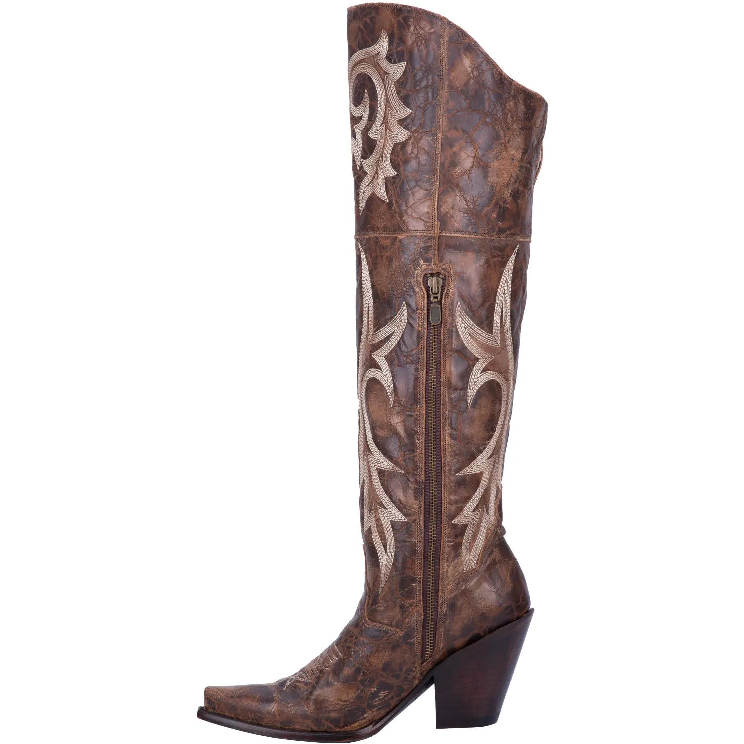 Dan Post Women's 20" Brown Jilted Snip Toe Leather Western Boot