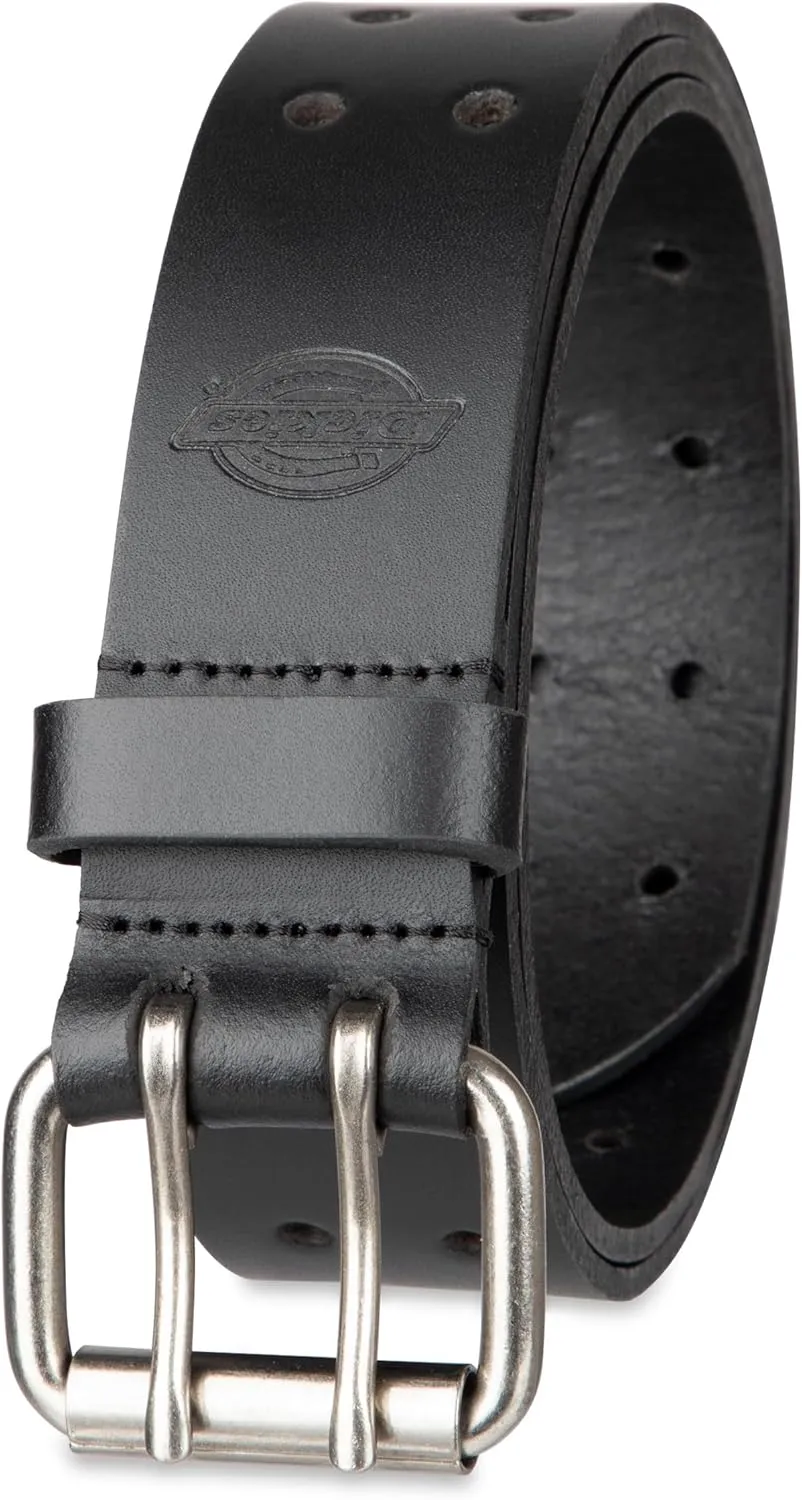 Dickies Men's Double Prong Fully Adjustable Leather Belt