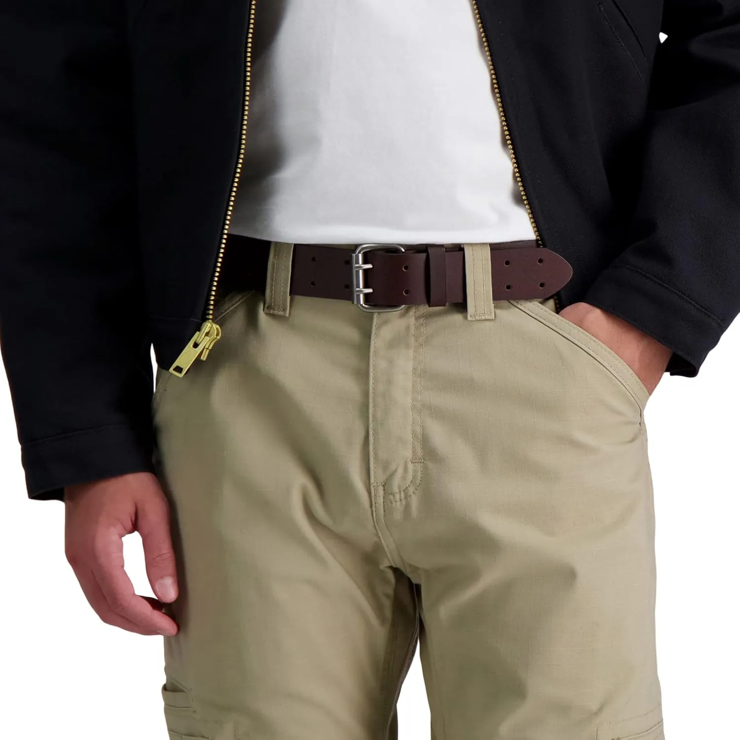Dickies Men's Double Prong Fully Adjustable Leather Belt