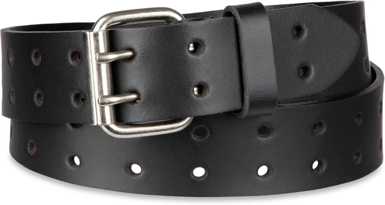 Dickies Men's Double Prong Fully Adjustable Leather Belt