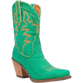 Dingo Women's 9" Y'all Need Dolly Green Denim Almond Toe Western Boot