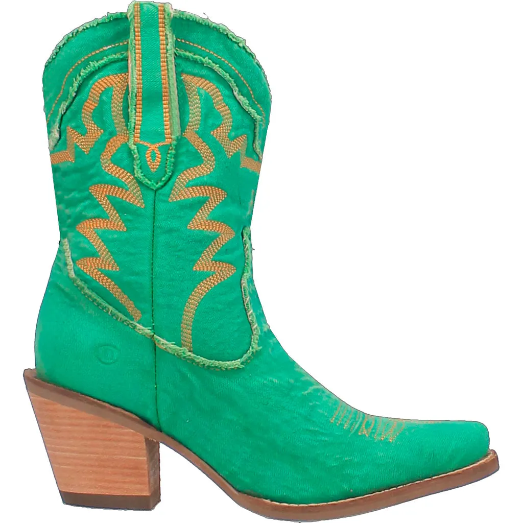 Dingo Women's 9" Y'all Need Dolly Green Denim Almond Toe Western Boot