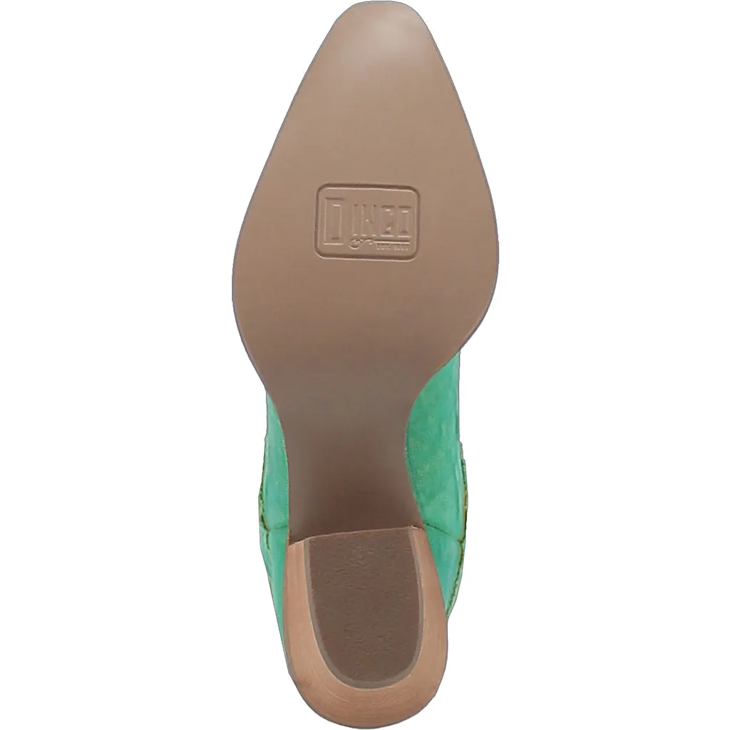 Dingo Women's 9" Y'all Need Dolly Green Denim Almond Toe Western Boot