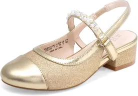 DREAM PAIRS Girls Dress Shoes Slingback Heels Round Toe Pump for Little Big Kids Flower Party Wedding Princess