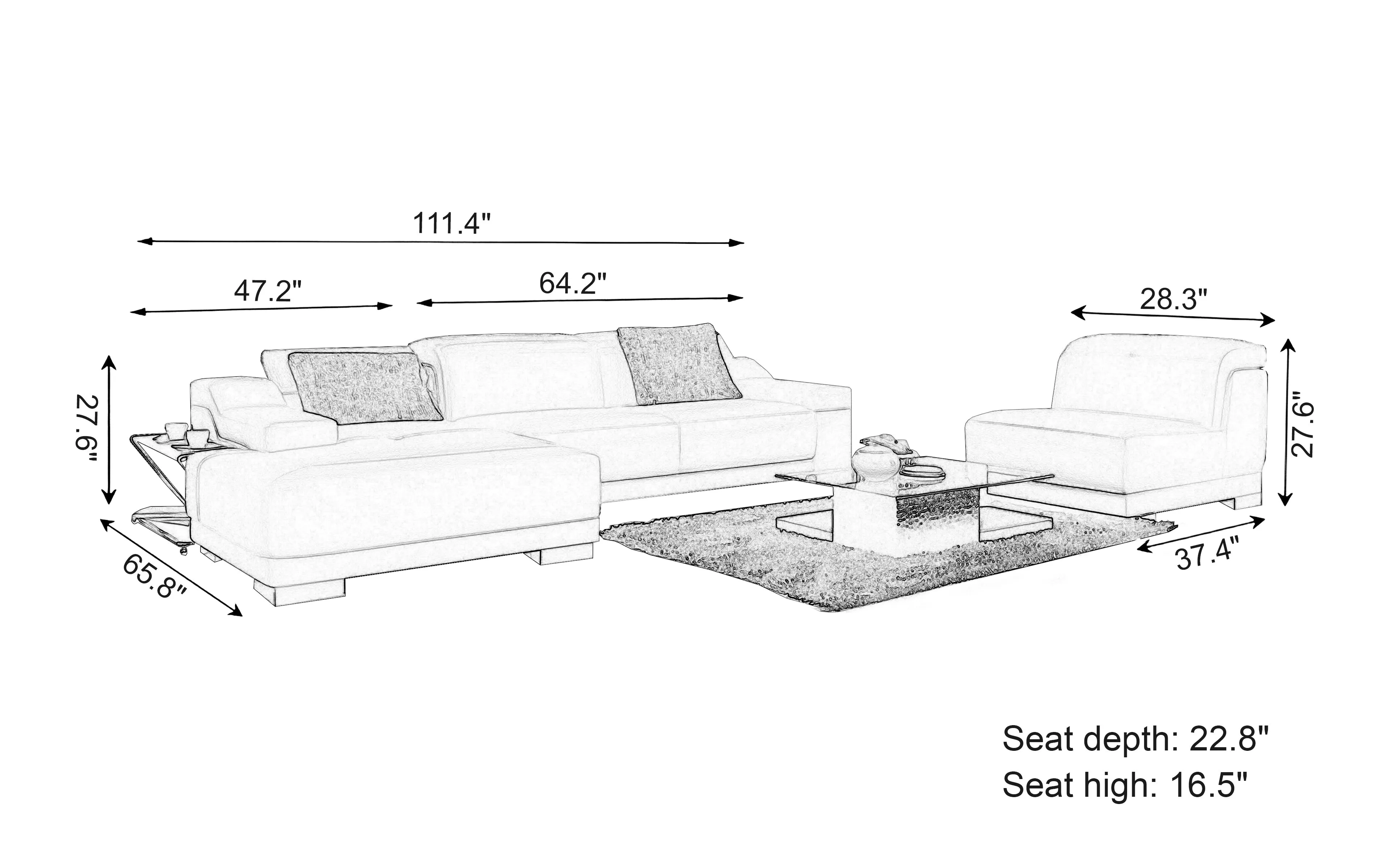 Everlin Mini Modern Leather Sectional