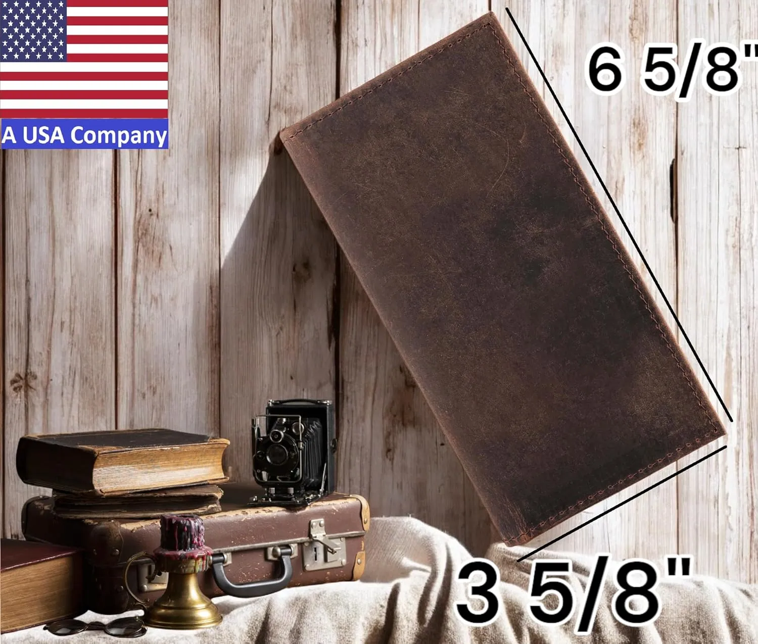F&L CLASSIC Men's RFID Vintage Look Genuine Leather Long Bifold Wallet Checkbook Wallets,buffalo vintage leather
