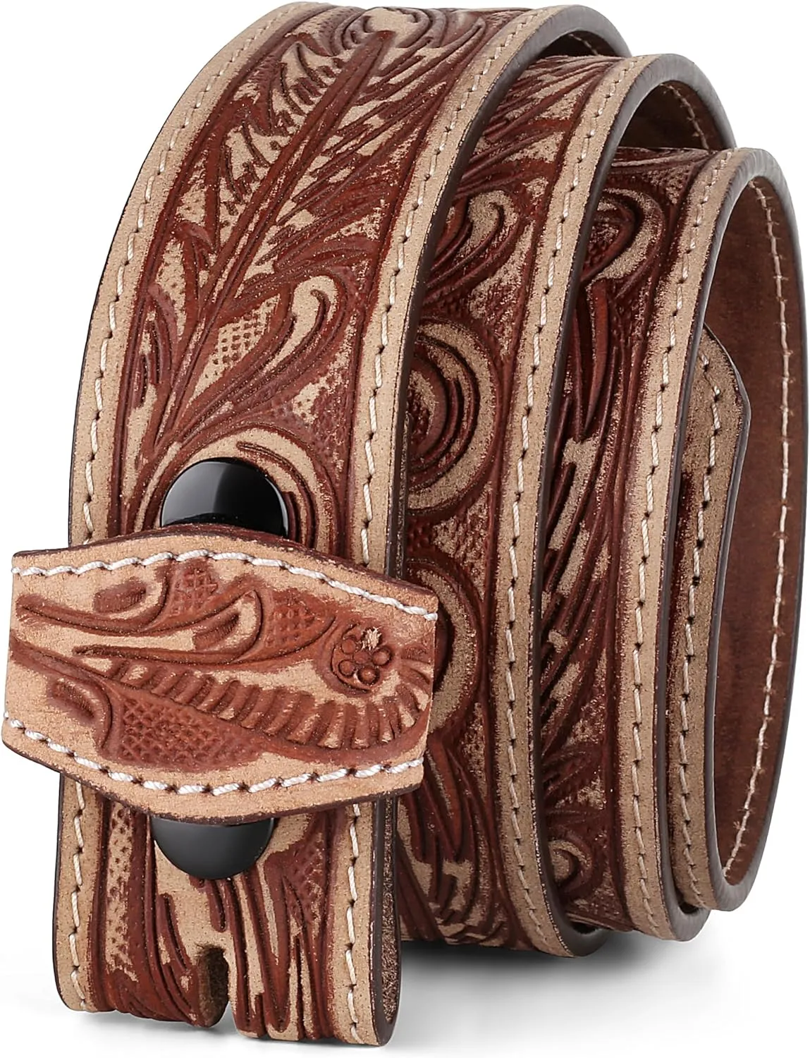 F&L CLASSIC Western Belt without buckle for men ?C Full Grain Leather Cowboy Belts for jeans - One Piece Leather strap belt