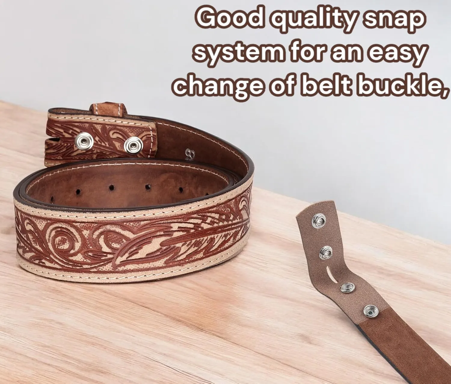 F&L CLASSIC Western Belt without buckle for men ?C Full Grain Leather Cowboy Belts for jeans - One Piece Leather strap belt