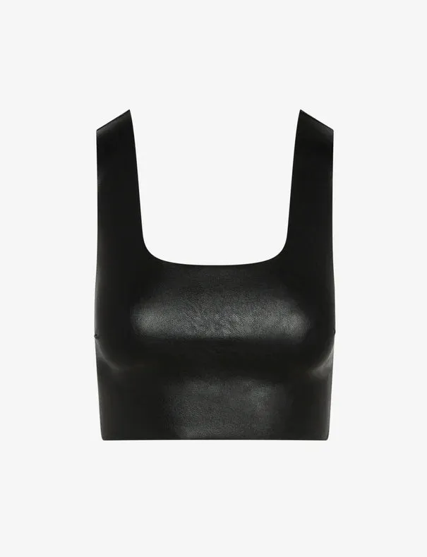 Faux Leather Squareneck Crop
