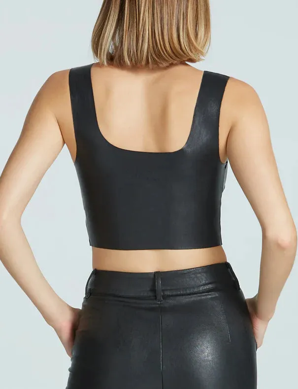 Faux Leather Squareneck Crop