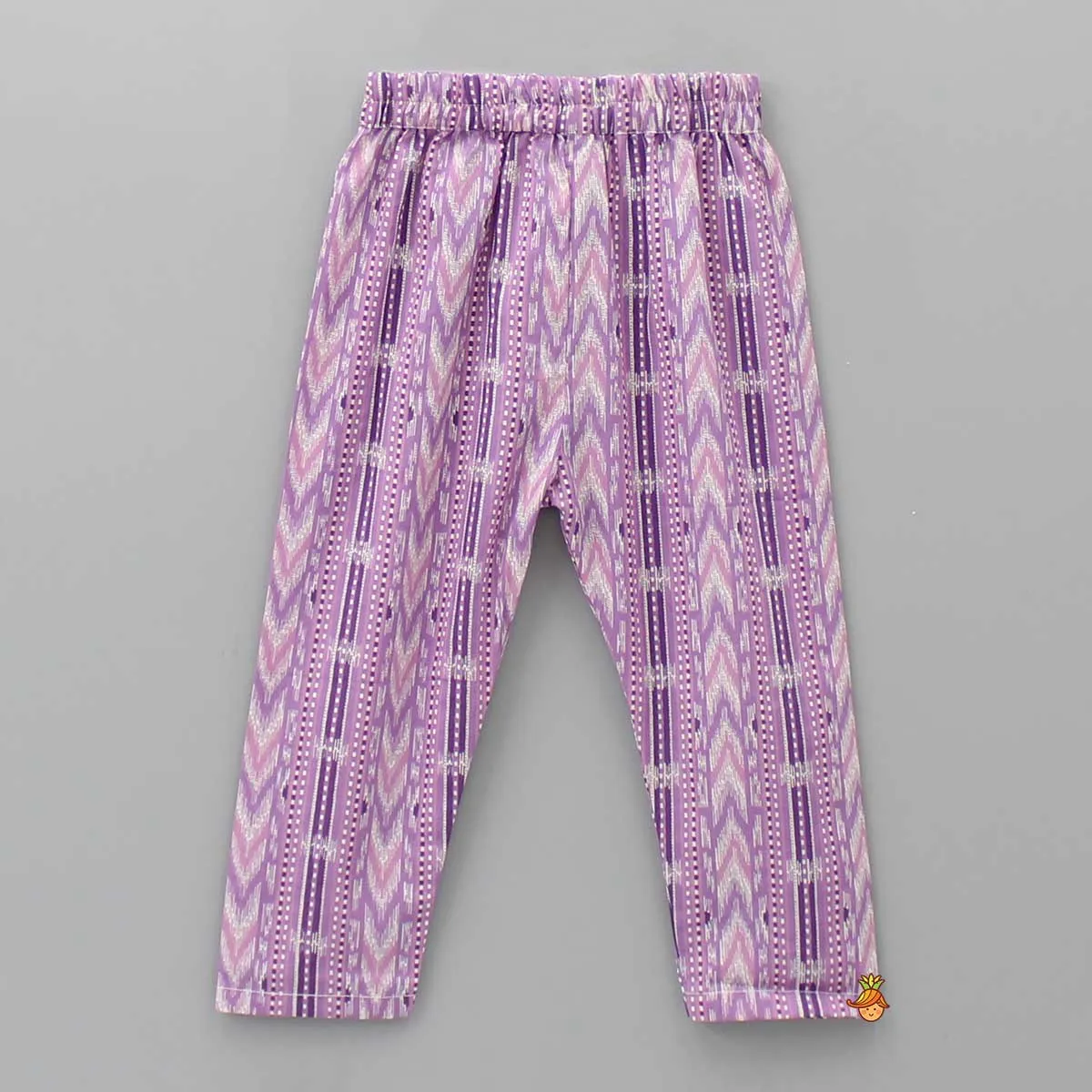 Floral Printed Asymmetric Hem Kurti And Lavender Pant
