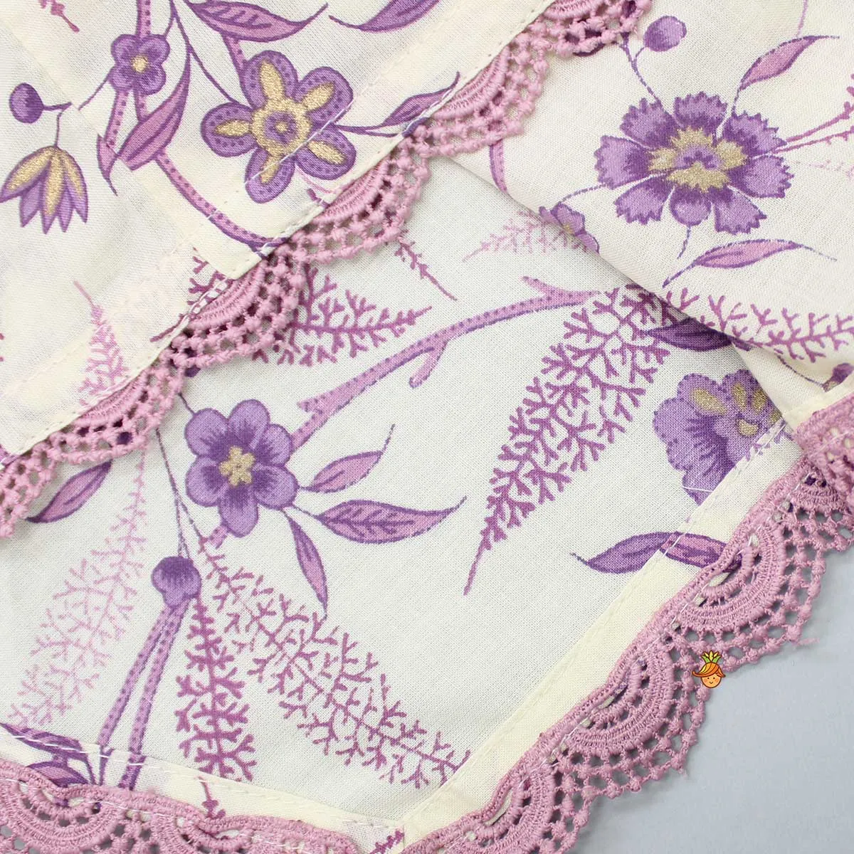 Floral Printed Asymmetric Hem Kurti And Lavender Pant